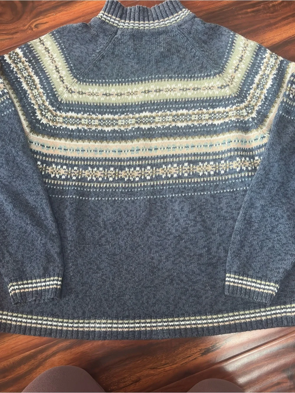 Womens XL Heirloom Collectibles Blue Fair Isle Turtleneck Sweater